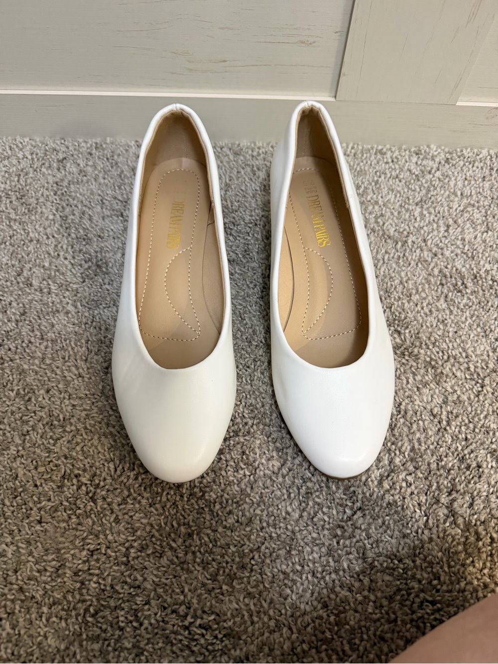 Dream Pairs White Low Block-Heel Pumps
